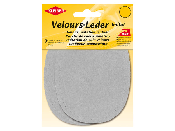 Kleiber 87709 Velours-Leder Imitat Flecken zum Aufbügeln hellgrau - ca. 13cm x 10cm - 2 Stück