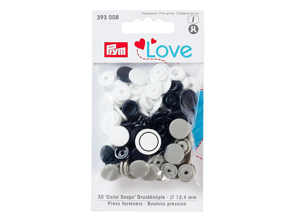 Prym Love 393008 Nähfrei Druckknöpfe Color Snaps 12,4mm marine-grau-weiß 30 Stück