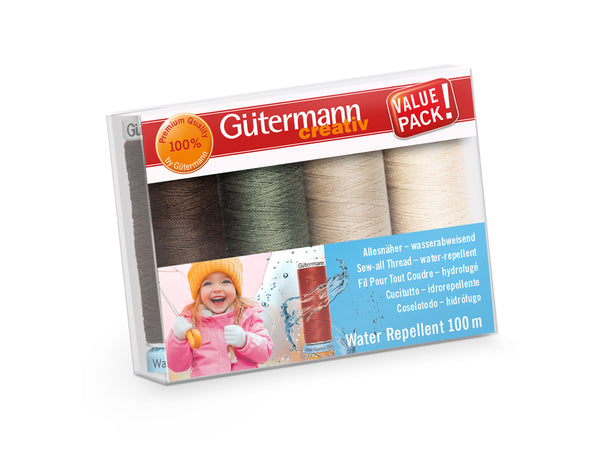 Gütermann 734027-2 Nähfaden-Set Allesnäher Water Repellent - 4 x 100m Allesnäher wasserabweisend