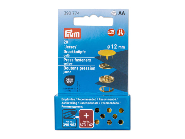 Prym 390774 Druckknöpfe Jersey gelb - Ø 12mm - 20 Stück, kompatibel mit dem Vario Creative Tool