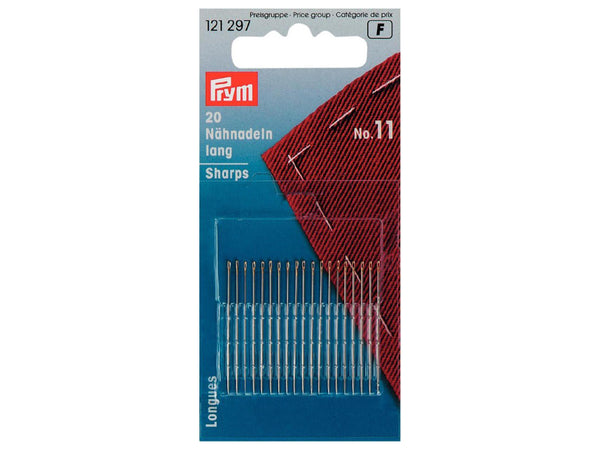 Prym 121297 Nähnadeln lang silberfarbig - Ø 0,5mm x 32mm No. 11 - 20 Stück