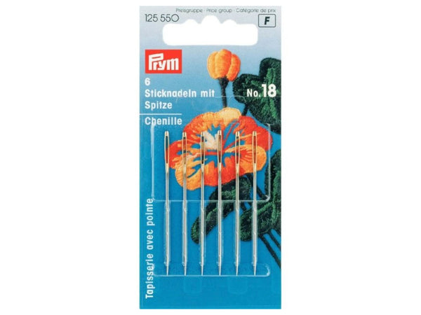 Prym 125550 Sticknadeln mit Spitze - Ø 1,2mm x 50mm No. 18 - 6 Stück