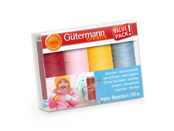 Gütermann 734027-1 Nähfaden-Set Allesnäher Water Repellent - 4 x 100m Allesnäher wasserabweisend