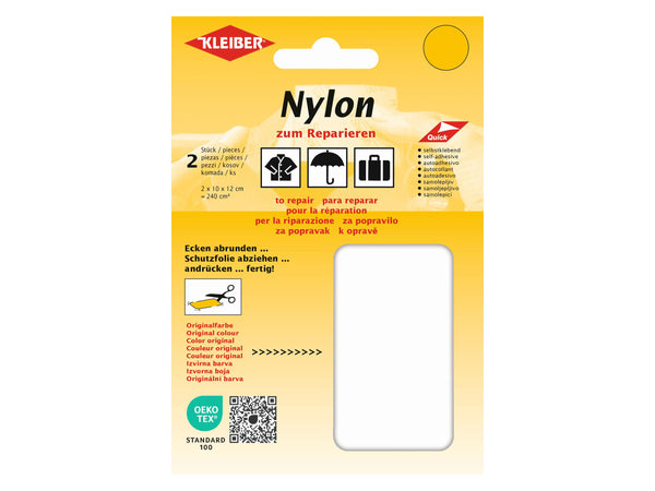 Kleiber 43034 Nylon-Flicken selbstklebend weiß - 10 x 12cm - 2 Stück