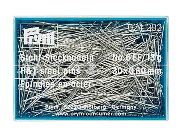 Prym 024292 Stahlstecknadeln Ø 0,6mm x 30mm Nr. 6 EF silberfarbig - 1 Dose, 13g