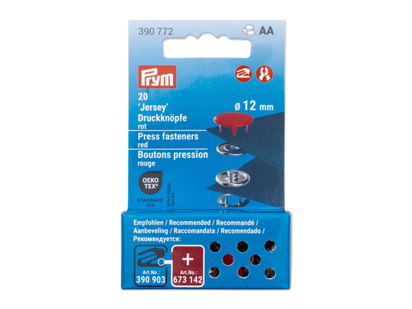 Prym 390772 Druckknöpfe Jersey rot - Ø 12mm - 20 Stück, kompatibel mit dem Vario Creative Tool