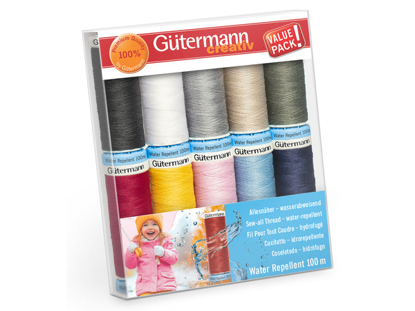 Gütermann 734026-1 Nähfaden-Set Allesnäher Water Repellent - 10 x 100m Allesnäher wasserabweisend