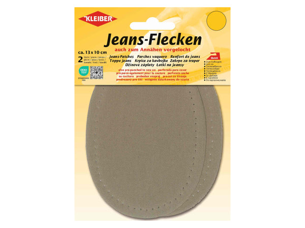 Kleiber 34511 Jeans-Flicken Oval - zum Ausbessern und Verstärken - beige - ca. 13cm x 10cm - 2 Stück