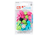 Prym Love 393081 Nähfrei Druckknöpfe Color Snaps Blume 13,6mm türkis-grün-pink 21 Stück