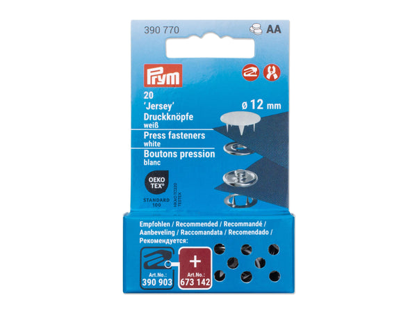 Prym 390770 Druckknöpfe Jersey weiß - Ø 12mm - 20 Stück, kompatibel mit dem Vario Creative Tool