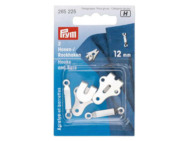 Prym 265225 Hosen- / Rockhaken silberfarbig - 12mm - 2 Stück