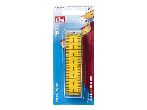 Prym 282675 Maßband Profi Fiberglas cm/inch gelb 254cm