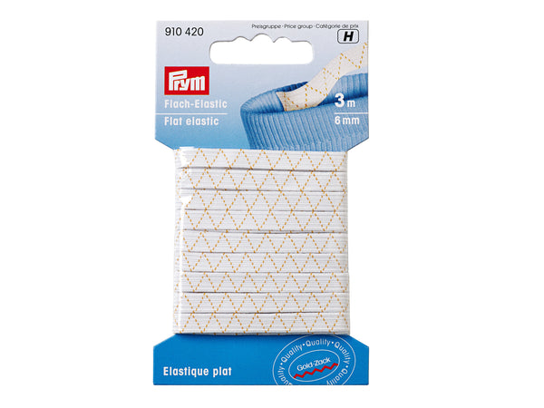 Prym 910420 Flach-Elastic 3m x 6mm - Weiß