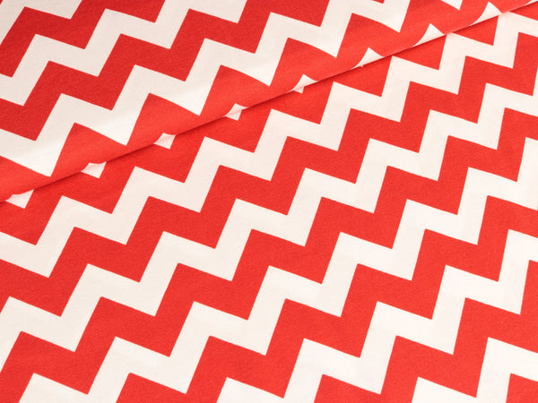Baumwolljersey Mia Chevron rot-weiß