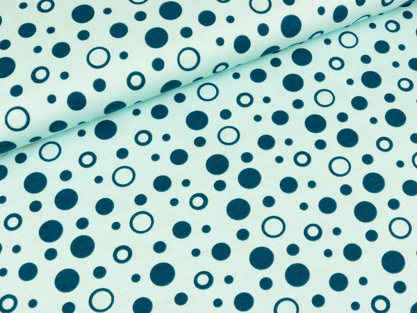 Baumwolljersey Bubbledrops dunkelblau-hellblau