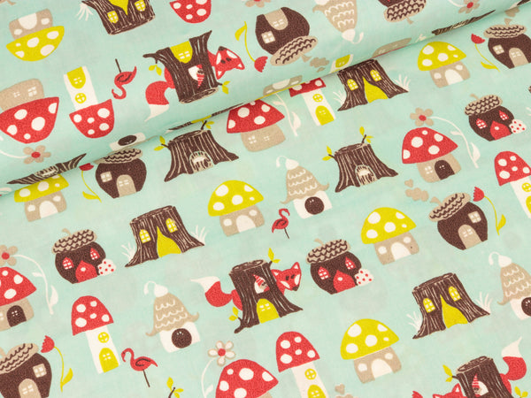 Baumwollstoff Monaluna Fox Hollow hellblau Organic cotton