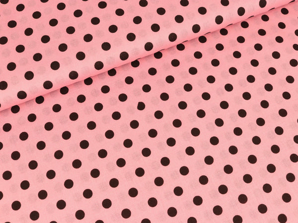 Baumwollstoff Dots braun auf Rosa