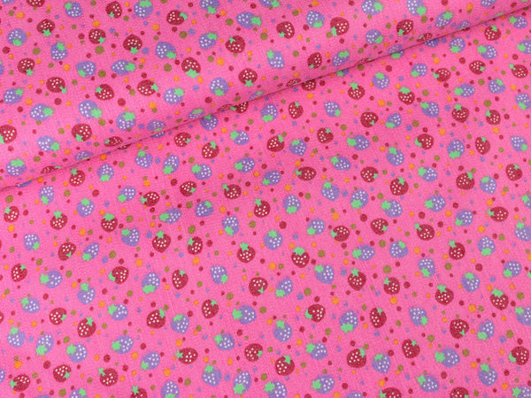 Jeansstoff Erdbeeren pink