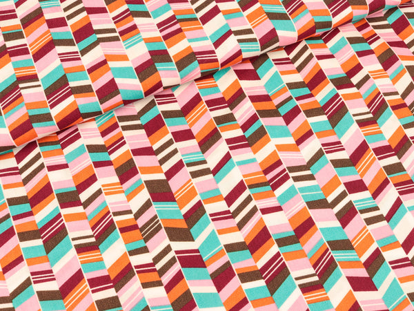 Baumwollpopeline Fly to the Sky weiß-bunt