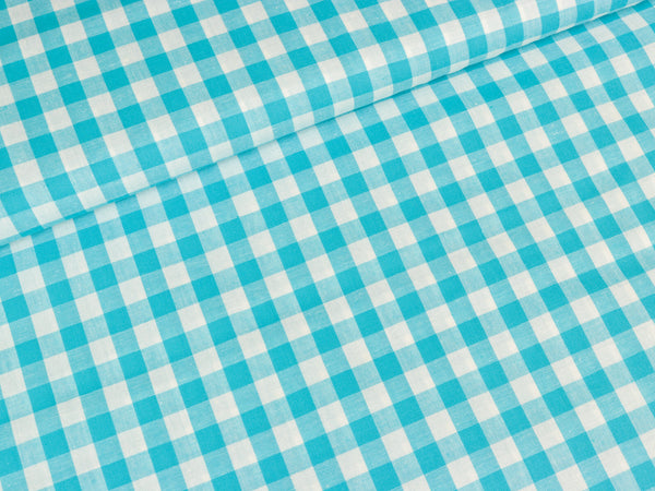 Baumwollstoff türkis-weiß kariert 1cm