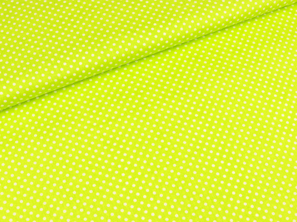 Baumwollstoff Pünktchen weiß auf Lime