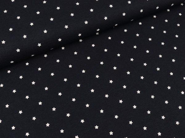 Sweatshirtstoff Ministerne weiß auf Tiefblau