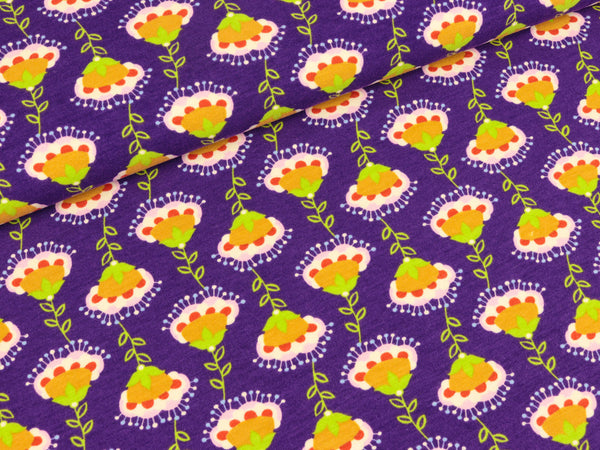 Baumwolljersey Joy Flowers violett