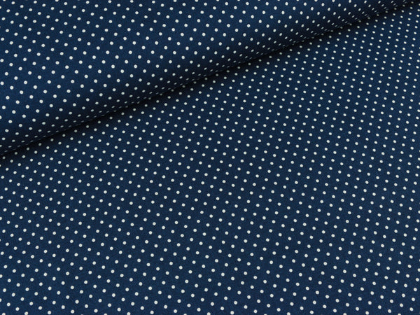 Baumwollstoff Judith Pünktchen weiß auf marineblau