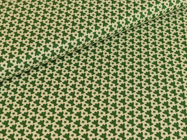 Baumwollstoff Joyful Christmas Engel tannengrün/creme