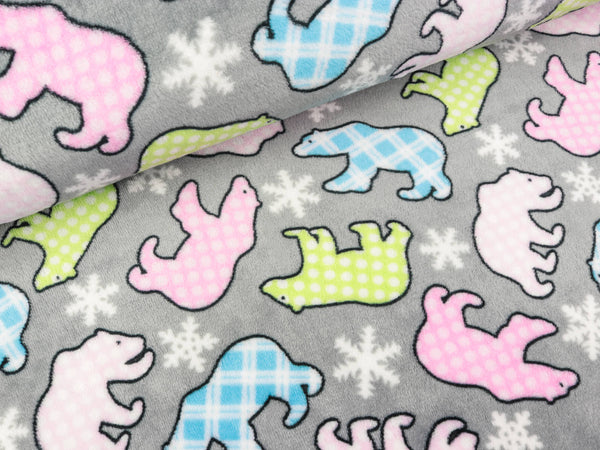 Kuschelfleece Spike Eisbären auf hellgrau