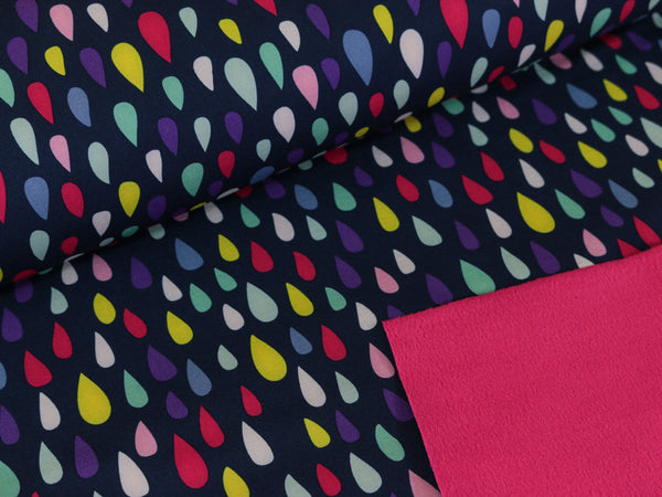 Softshell Tropfen bunt auf violett
