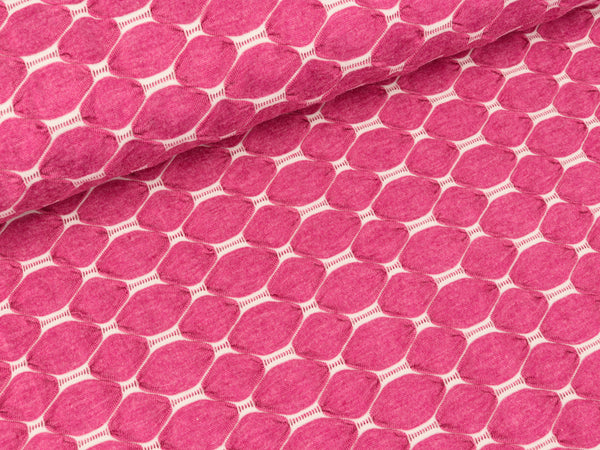 Viscosejersey Rauten pink-weiß