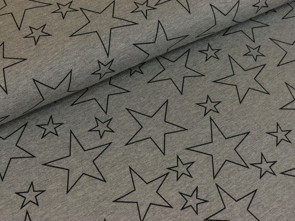 Sweatshirtstoff Bielefeld Sterne hellgrau meliert