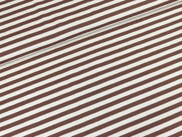 Baumwolljersey Vicente Streifen braun-weiß