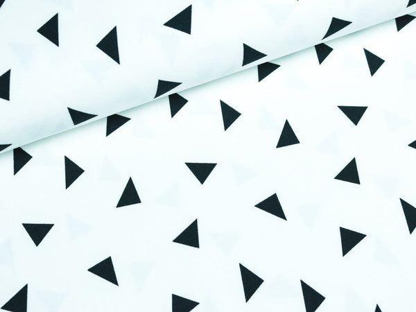 Baumwolljersey kleine Dreiecke schwarz-weiß