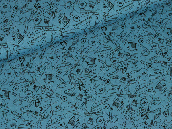 Baumwolljersey Sewing! vintage jeansblau
