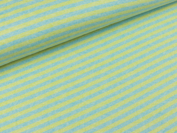 Leichter Stricksweat lime-hellblau gestreift meliert  Vintage