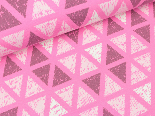Leichter Sweat Dreiecke weiß-rose-altrosa auf Pink