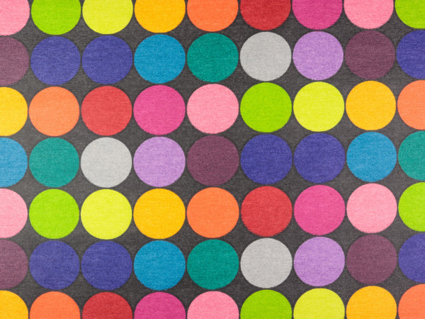 Beschichtete Baumwolle Altay bunte Punkte auf Schwarz