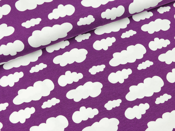 Baumwolljersey Vicente Wolken helles lila