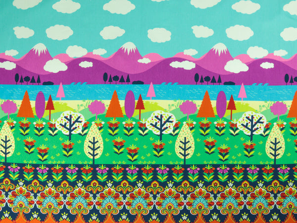 Reststück 45cm - Baumwolljersey DayDream Bordüre plus Tasche