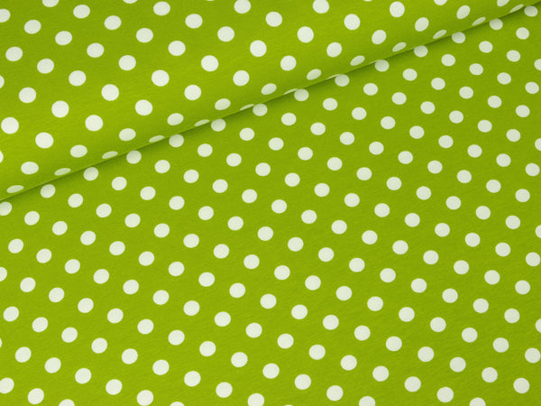 Baumwolljersey Vicente Punkte weiß-gelbgrün