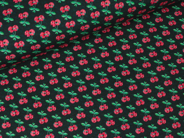 Baumwolljersey Jolly Cherry schwarz by Jolijou