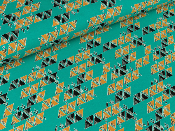 Swafing Organic Jersey Pfeile und Dreiecke petrol