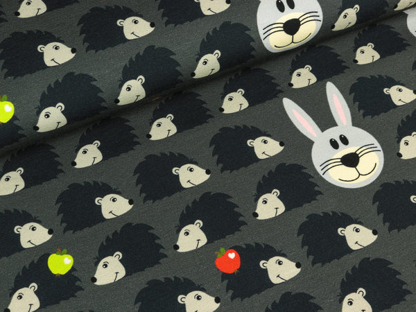 Baumwolljersey Kimi Hase und Igel anthrazit