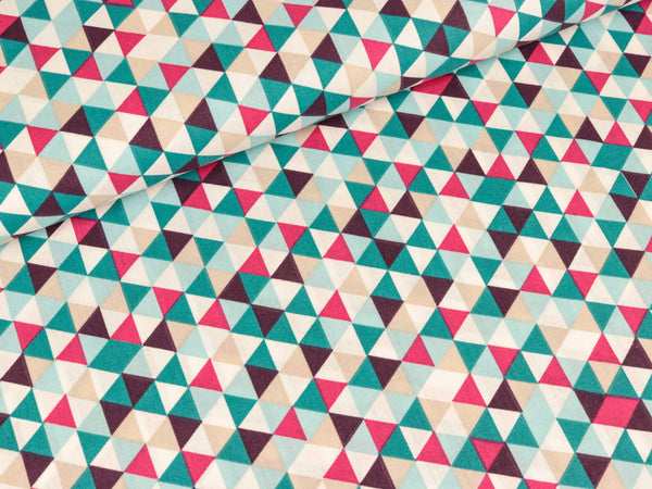 Baumwollstoff Trimix Dreiecke auf Weiß