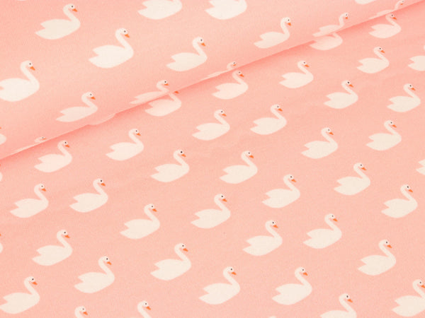 Baumwolljersey Graceful Swans rosa