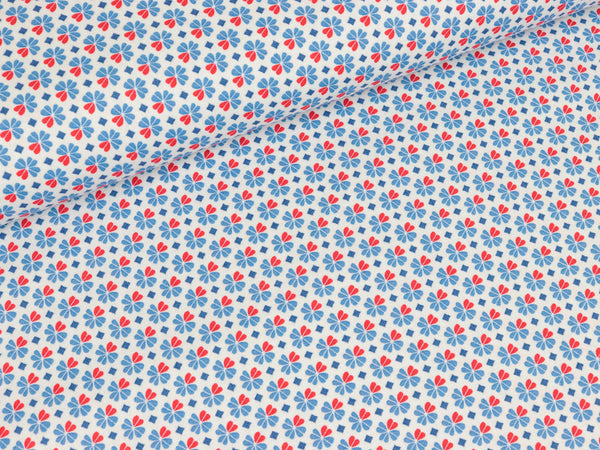 Baumwoll-Webware Julia Kleeblätter blau