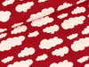 Reststück 81cm - Baumwolljersey Verena Wolken weiß auf Burgundy
