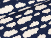 Reststück 86cm - Baumwolljersey Verena Wolken weiß auf Dunkelblau
